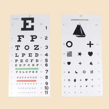 PVC Snellen Eye Chart 20 Feet Kindergarten Low Vision Eye Test Charts Eye Exam Tool 22 x 10.8 Inches With Point Stick Occluder