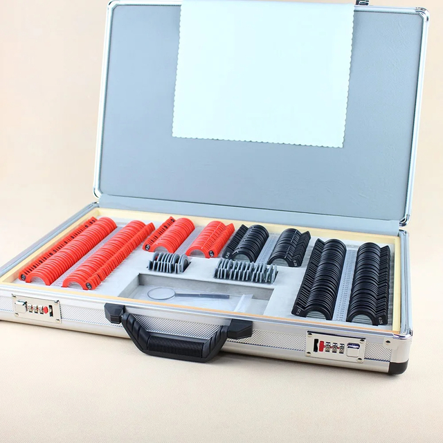 Top Grade 260 Optical Ophthalmic Trial Lens Set Case High Quality Lenses Silver Aluminum case Plastic Rim