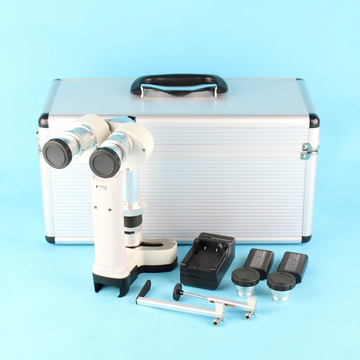 Ophthalmic Portable Slit Lamp Handheld Microscope Two Batteries Aluminum Carry Case