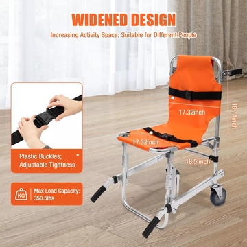 Aluminum Alloy Orange Stair Chair For Medical Emergency Patient Evacuation